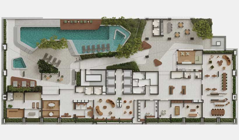 Implantação lazer 4° pavimento