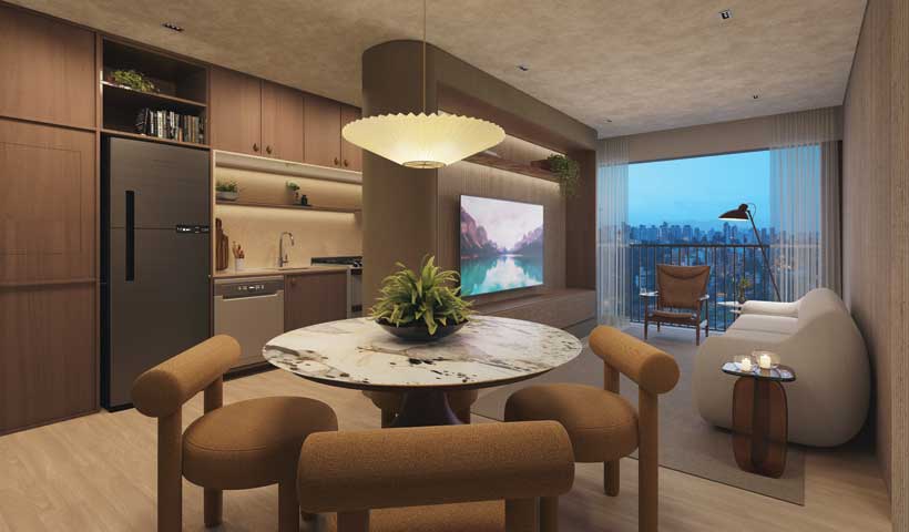 Perspectiva ilustrada do apto. de 2 dorms. de 64 m² - Final 02